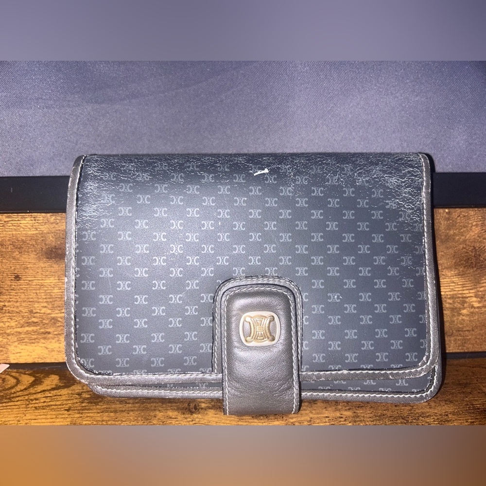 Celine | Charcoal Monogram Clutch (WOC)
